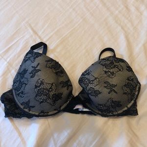 Victorias Secret Biofit Full Coverage, Nude with Black Lace, 32C